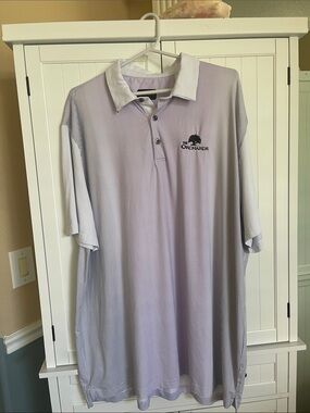 Chaser Lavender to Navy and White Striped Polo Shirt